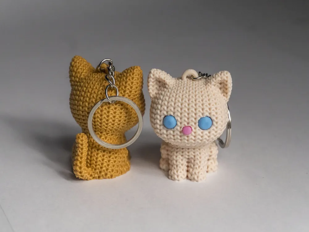 Cute Knitted Kitty Keychain